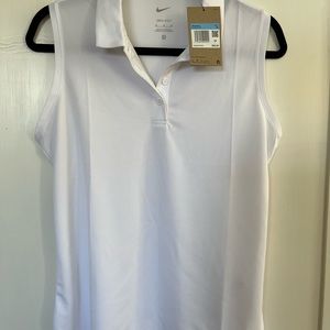 Nike White Golf Sleeveless Shirt - Medium